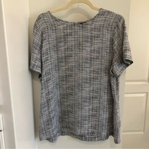 Black and White sheer short sleeved blouse